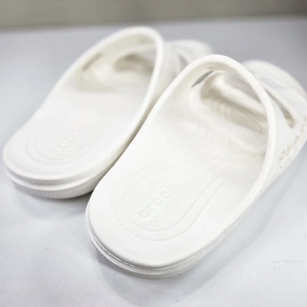 Crocs Baya Sandals White Men’s 8 Women’s 10 Two-Strap Slides